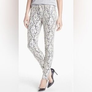 7 For All Mankind white & blue lace pants / jeans
